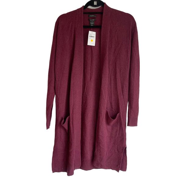Halogen Rib Knit Wool & Cashmere Cardigan In Red Tannin Size XS NWT - Picture 4 of 10